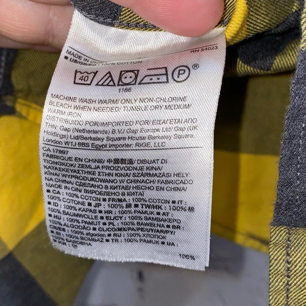 Banana Republic Slim Fit Plaid Button Up Shirt Men's Medium Yellow Black Cotton - Picture 5 of 5